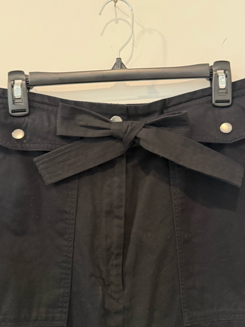 Banana Republic Utility shirt. Black A-Line Skirt, Snap and zipper with tie Belt - Picture 3 of 4